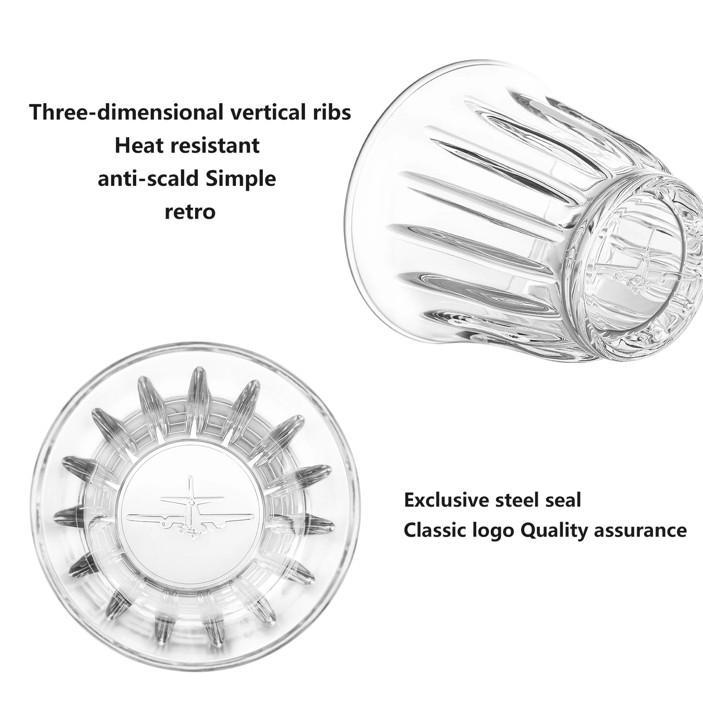 Tasses à expresso en verre 90-320ml, ensemble de tasses à café au lait, tasse à eau Anti-brûlure à rayures artistiques, accessoires de cuisine à domicile Barista antidérapants