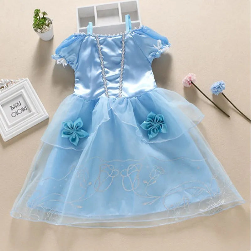 Robe de princesse pour filles, Cendrillon, blanche-neige, aurore, Sofia, raiponce, Costume d'halloween, robe de fête d'anniversaire pour enfants