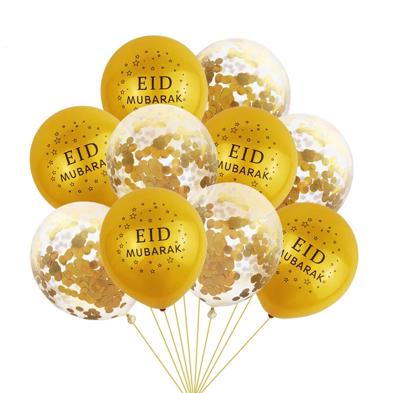 10pcs Eid Balloon Ramadan Decoration For Home 2024 Kareem Gurbang Islamic Festival Eid al-fitr Aid Mubarak Muslim Party Decor