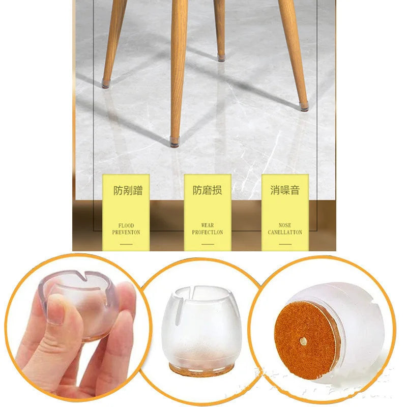 Couvre-pieds de chaise en Silicone transparents et antidérapants, 24 pièces, coussinets de pieds de Table pour fond rond de 12 à 16mm, housses de meubles, chaussettes, protection de sol