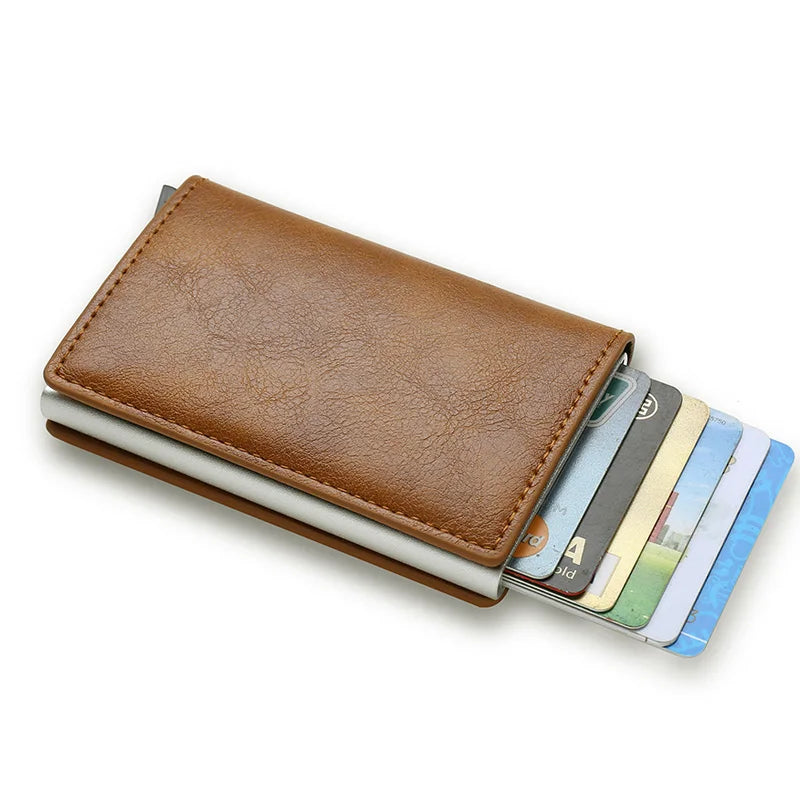 ANTI Rfid Credit Card Holder Men Wallets Bank Cardholder Case Small Leather Slim Thin Magic Mini Wallet Smart Minimalist Wallet