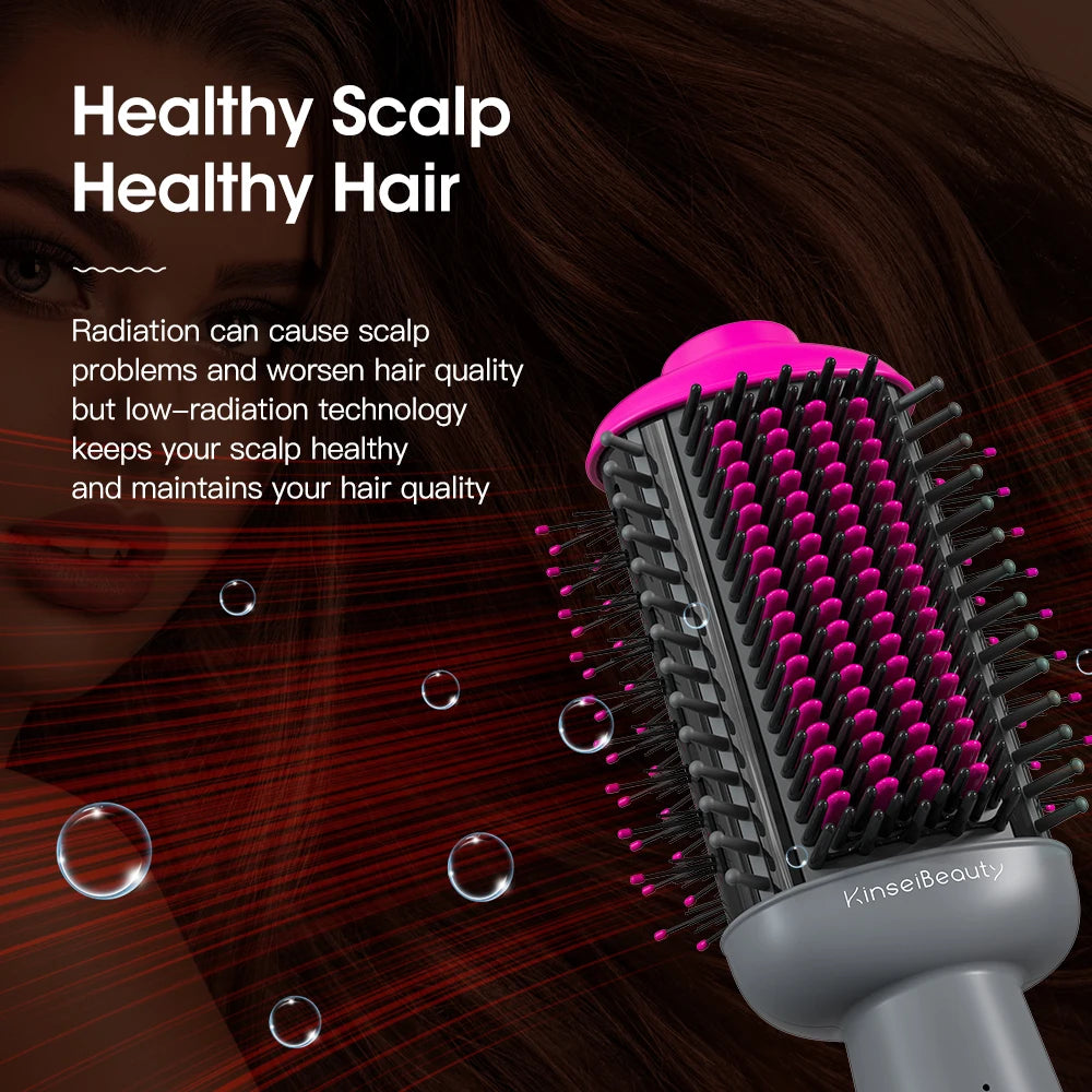 Kinseibeauty Electric Hair Straightener Brush Hot air Brush Hair Curler High Speed Hair Dryer