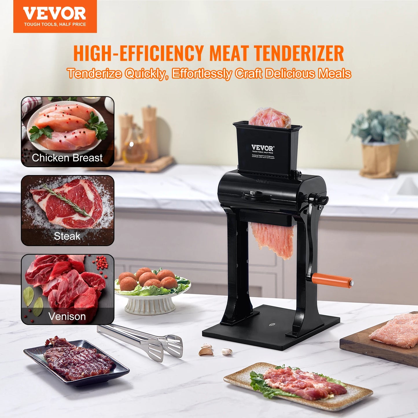 VEVOR attendrisseur de viande Commercial robuste en acier inoxydable attendrisseur de viande Machine rapide et facile opération manuelle cuisine