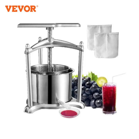 VEVOR-prensador Manual de vino y frutas, 1,6 Gal/6L, acero inoxidable, máquina para hacer jugo de verduras naturales para el hogar y la cocina