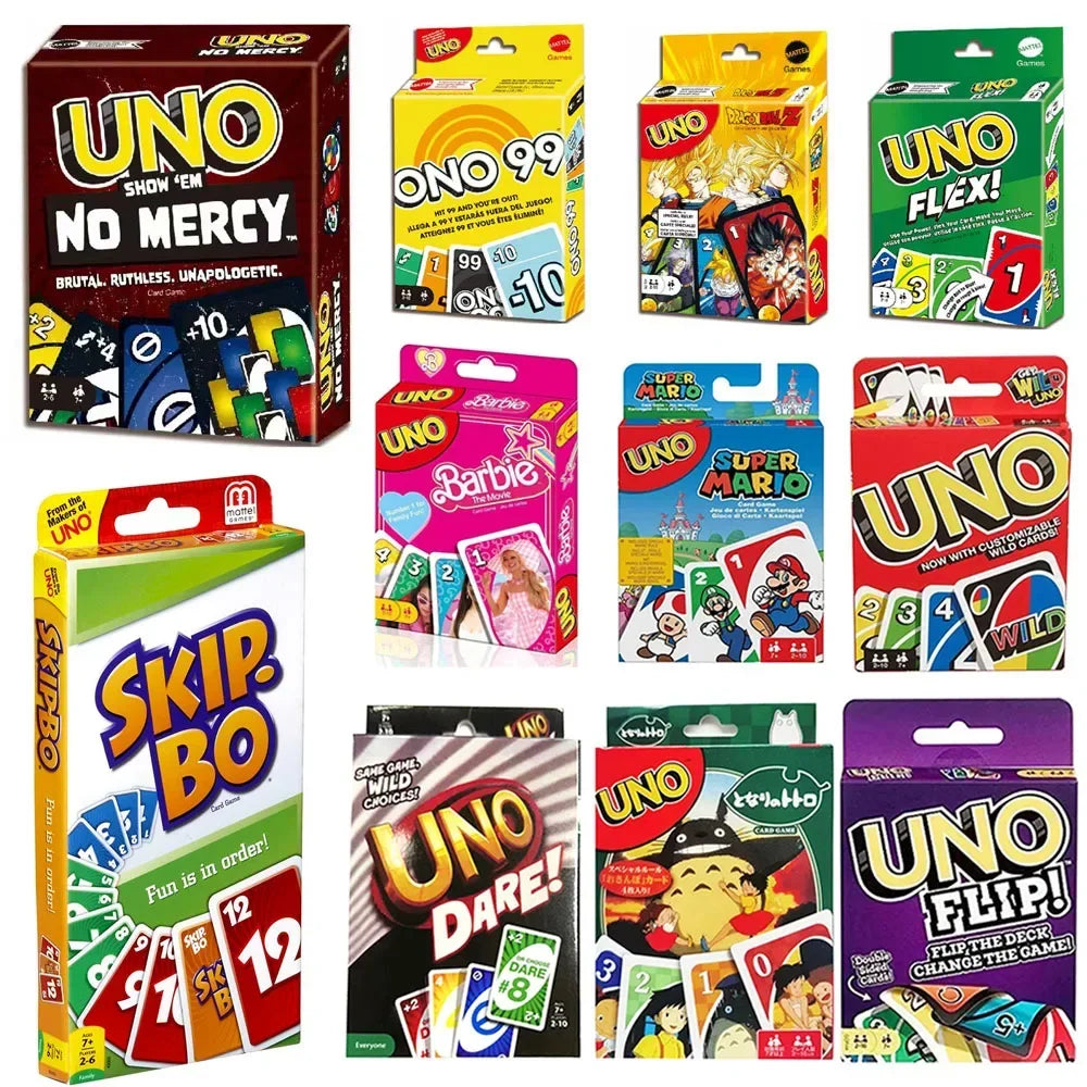 UNO FLIP ! SHOWEM NO MERCY Family Jeu de société de divertissement amusant Cartes à jouer amusantes Coffret cadeau Jeu de cartes Uno