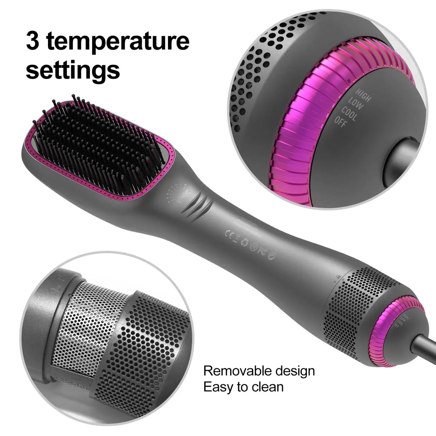 3 In 1 Hot Air Comb Styling Comb for Straight Curly Electric Hot Air Brush Women Anion Heating Comb Hair Straightening Brush