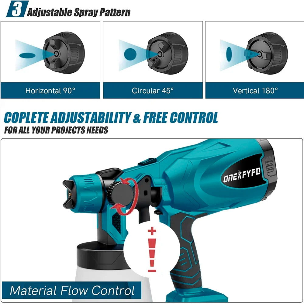 PISTOLA DE PULVERIZACIÓN eléctrica de 800ML, pulverizador de pintura inalámbrico, aerógrafo de revestimiento de acero para muebles de coche, Compatible con batería Makita de 18V