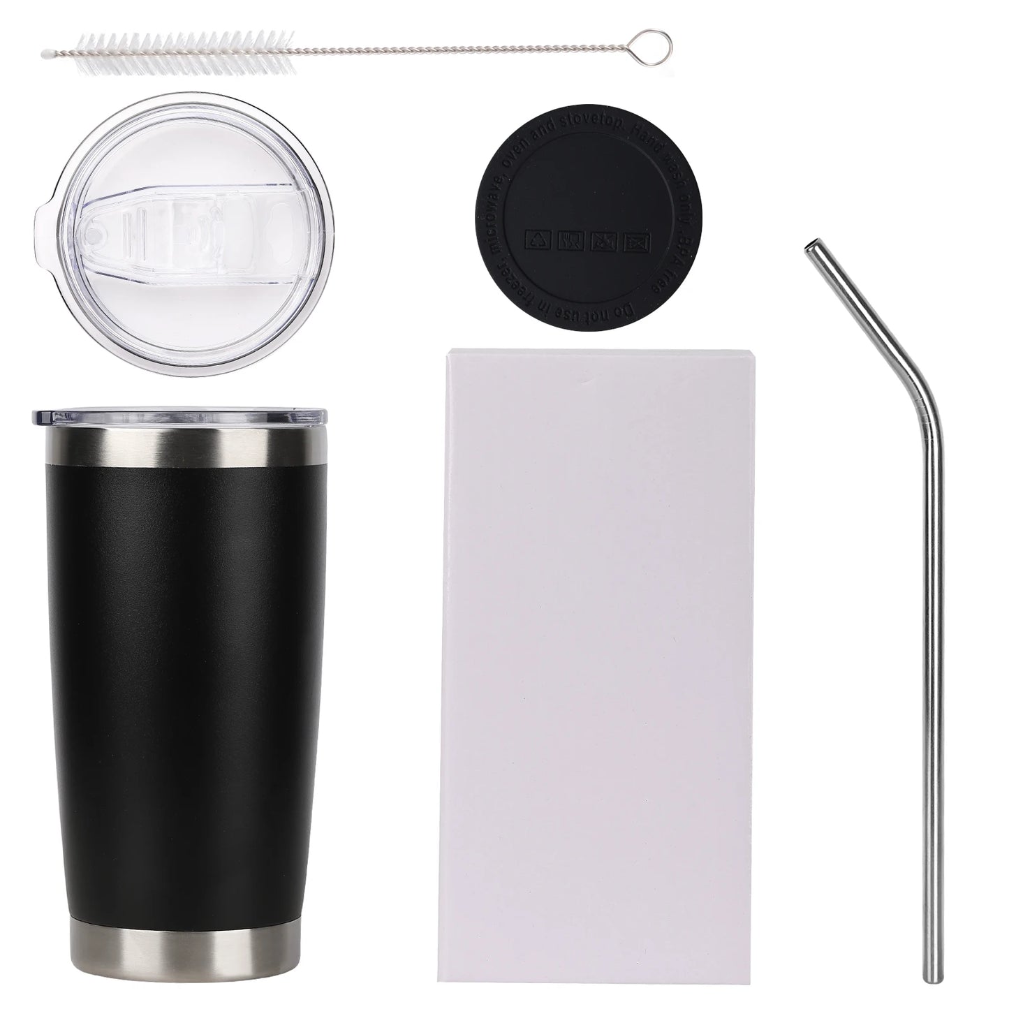 Gobelet de 20oz avec couvercle et paille en métal, isolé sous vide, tasse à Double paroi avec revêtement en poudre de café, 12 pièces, entrepôt américain