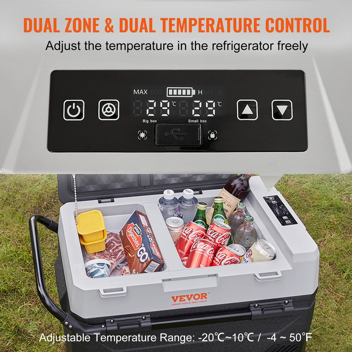 VEVOR-refrigerador portátil para coche, congelador eléctrico de 38L/53L, Mini nevera con ruedas, compresor para acampar al aire libre, coche y hogar