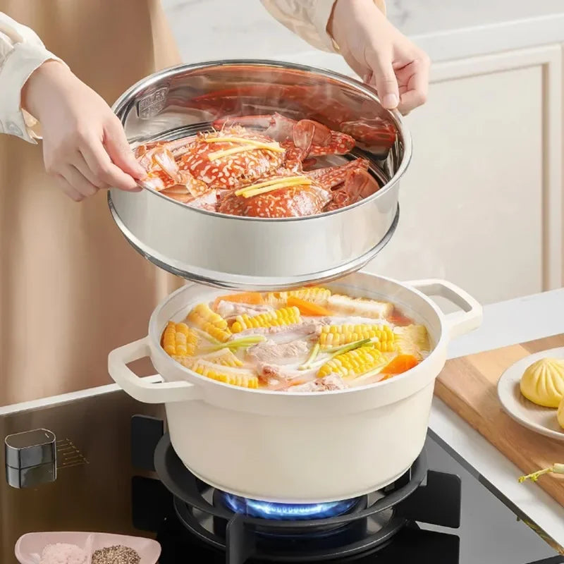 Sushar Home Kitchen Ceramic Enamel Stock Pots Saucepan Casserole Nonstick Toxin Free Gather Energy Heat Preservation Cookware