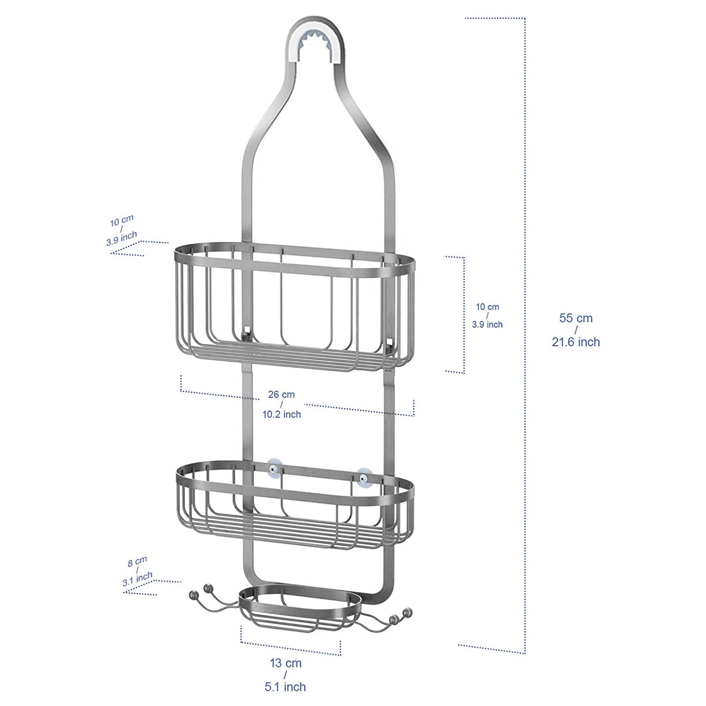 Estante de almacenamiento para el baño, estante de Metal para pared de la Ducha, organizador de cesta montado en la cocina, estantes colgantes para esquina del hogar