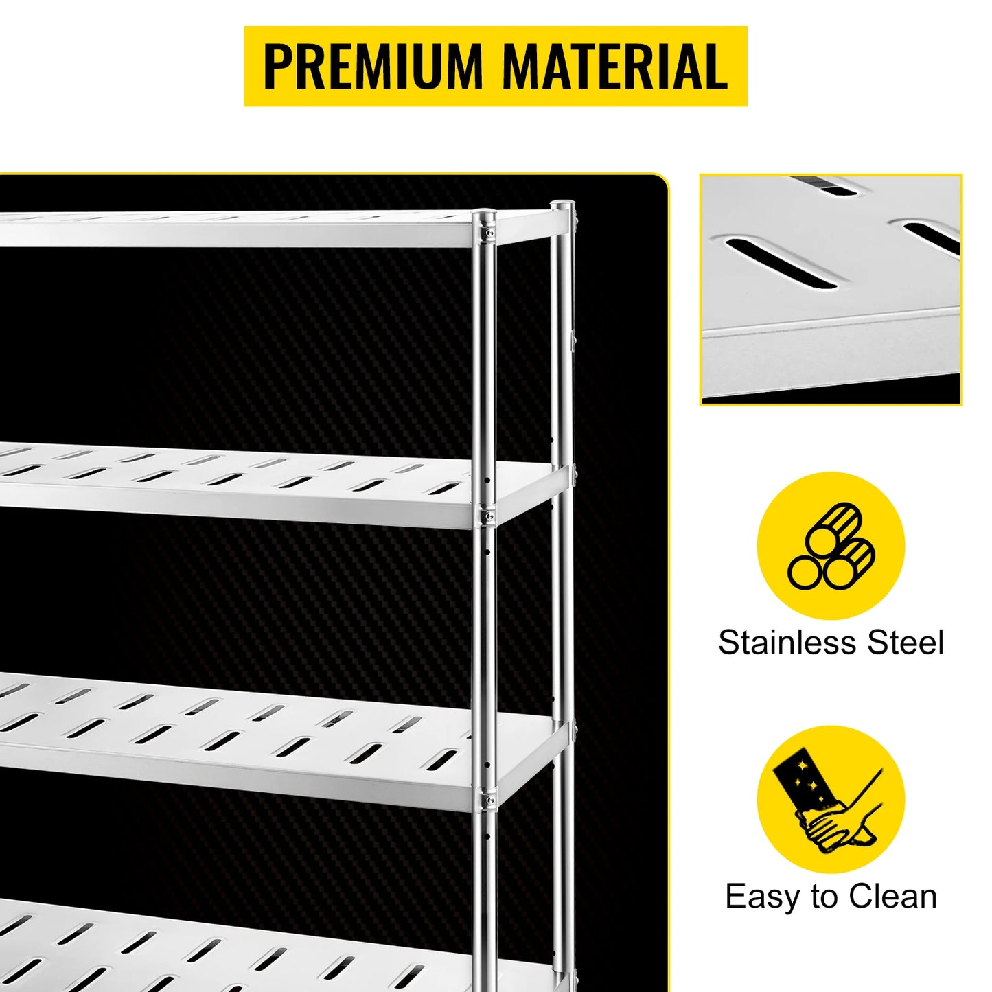 VEVOR Estante de almacenamiento Estantería de almacenamiento de 4/5 niveles Estante de garaje resistente de acero inoxidable con altura ajustable y orificios de ventilación