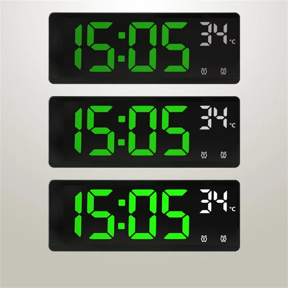 Réveil numérique à commande vocale, double alarme de température, Snooze, horloge de Table de bureau, Mode nuit, 12/24H, horloge LED