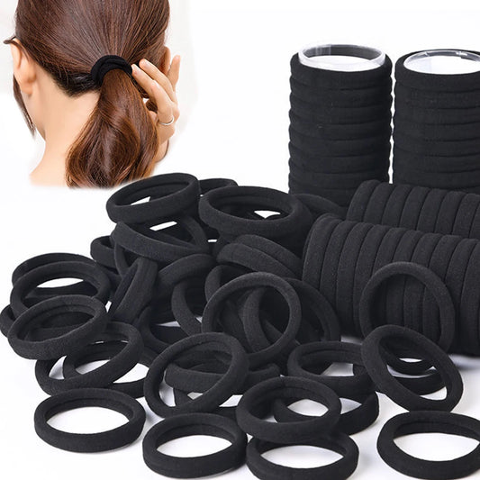 50/100 Uds bandas negras para cabello para mujeres diadema para niñas banda de goma muy elástica lazos para el cabello coleteros accesorios