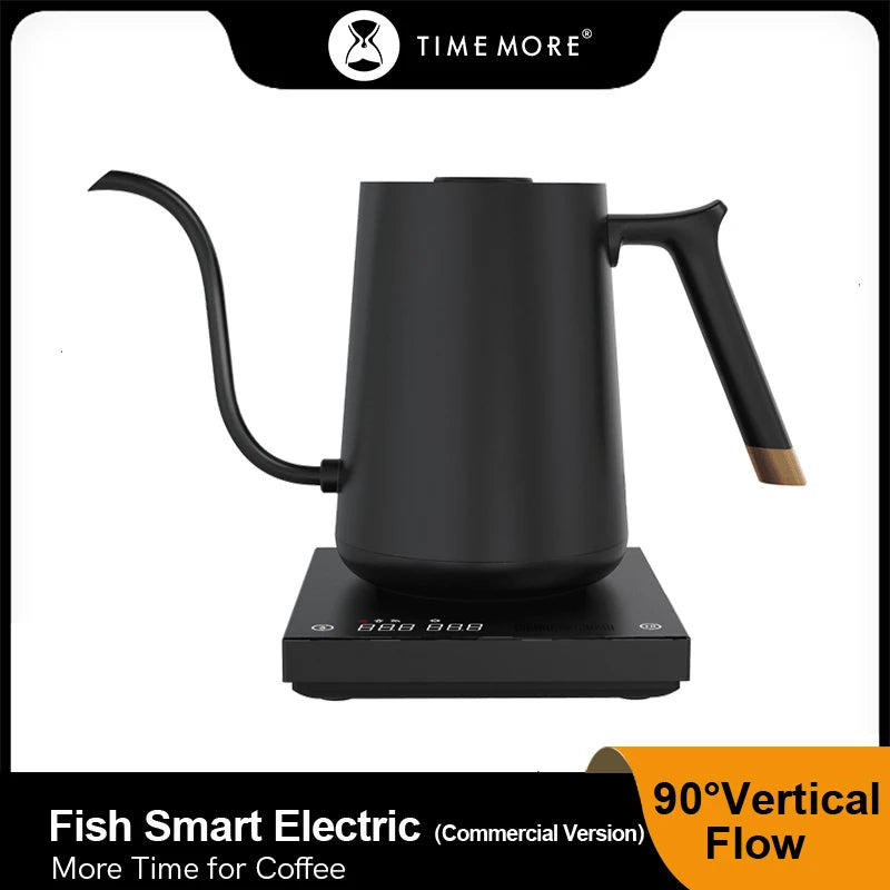 TIMEMORE Store Fish – bouilloire électrique intelligente à col de cygne, 600-800ml, 220V, contrôle de la température de la chaleur Flash, Pot pour la cuisine