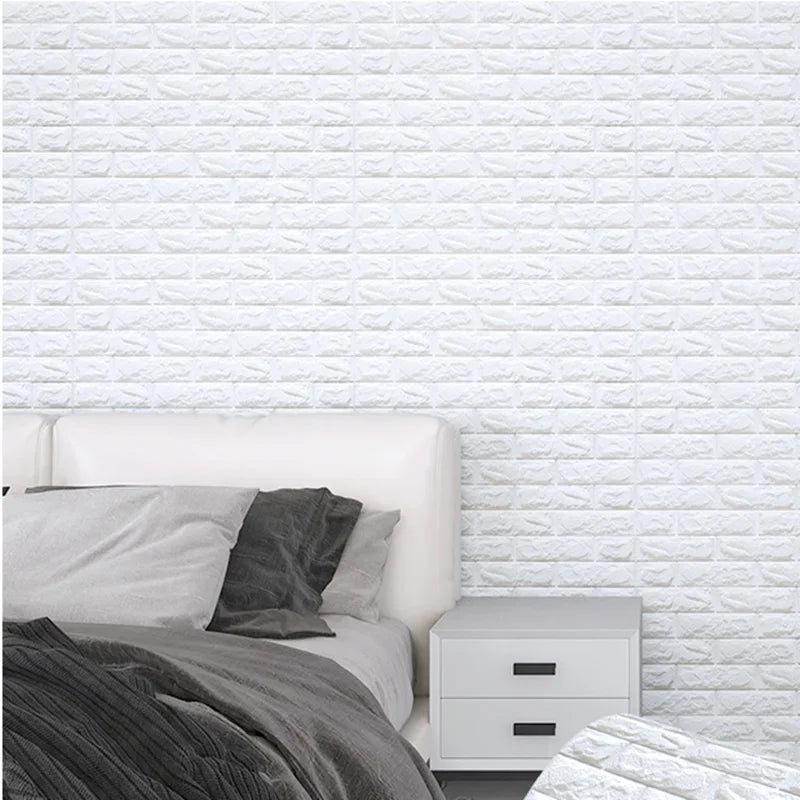 Papel tapiz de ladrillo de espuma suave 3D de 2 metros, rollo de pegatinas autoadhesivas DIY para sala de estar, hogar, cocina, baño, papel de pared decorativo