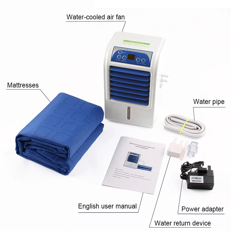 Cama de circulación de agua, almohadilla para dormir de hielo, refrigeración refrigerada por agua, colchón, ventilador de refrigeración, aire acondicionado, Enfriador EU US