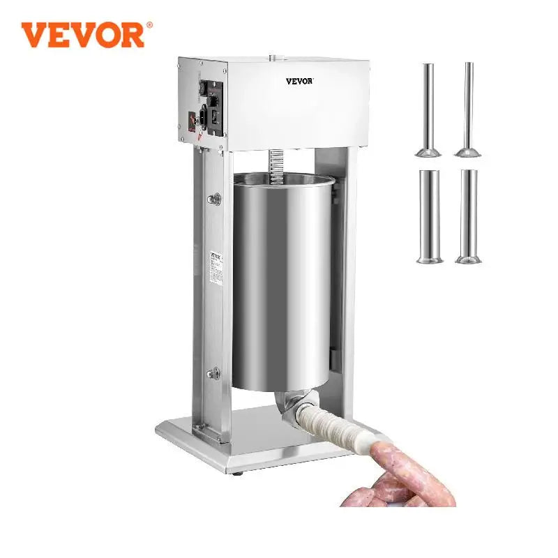 VEVOR Electric 10L/15L Sausage Stuffer Stainless Steel Making Sausage Machine Commercial Grade with 4 Filling Funnel for Home