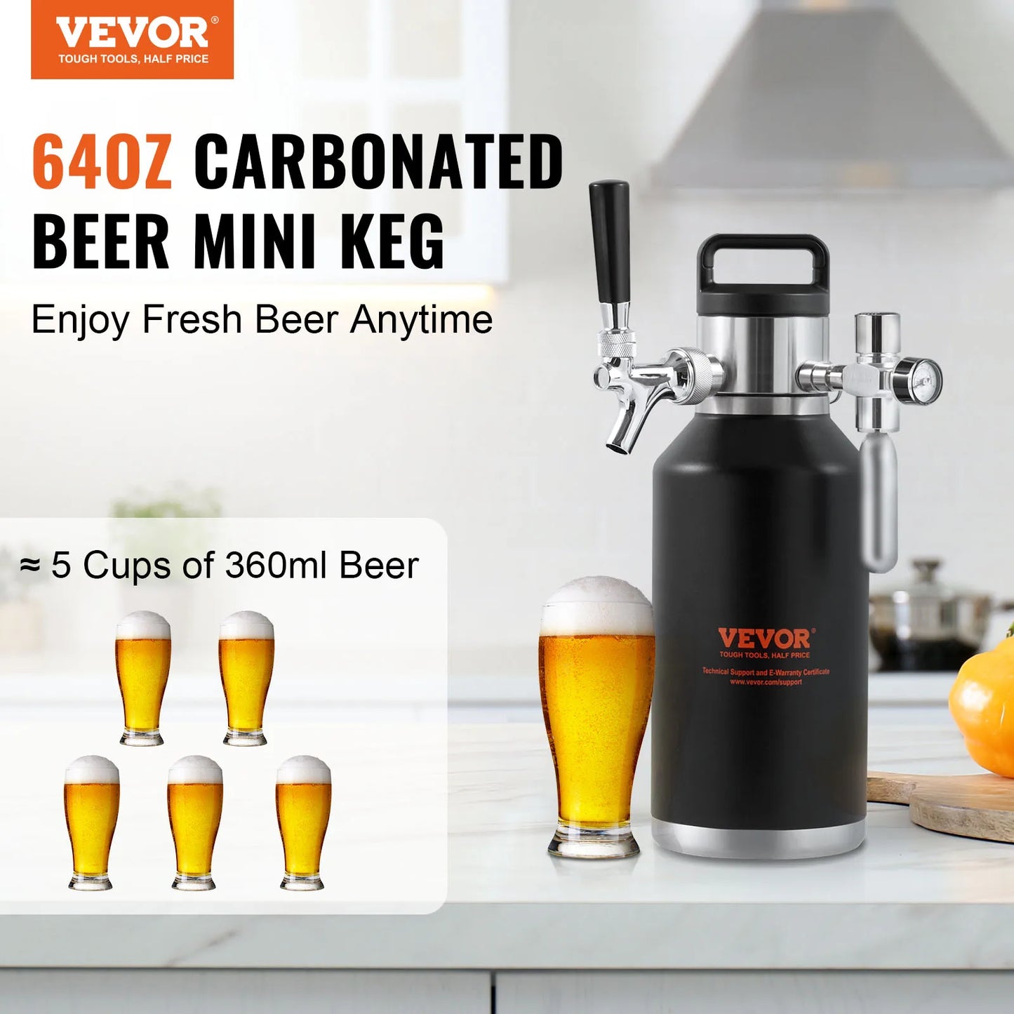 VEVOR-sistema de grifo Growler de cerveza, acero inoxidable 304 con pantalla de presión, anillo a prueba de fugas para cerveza artesanal casera