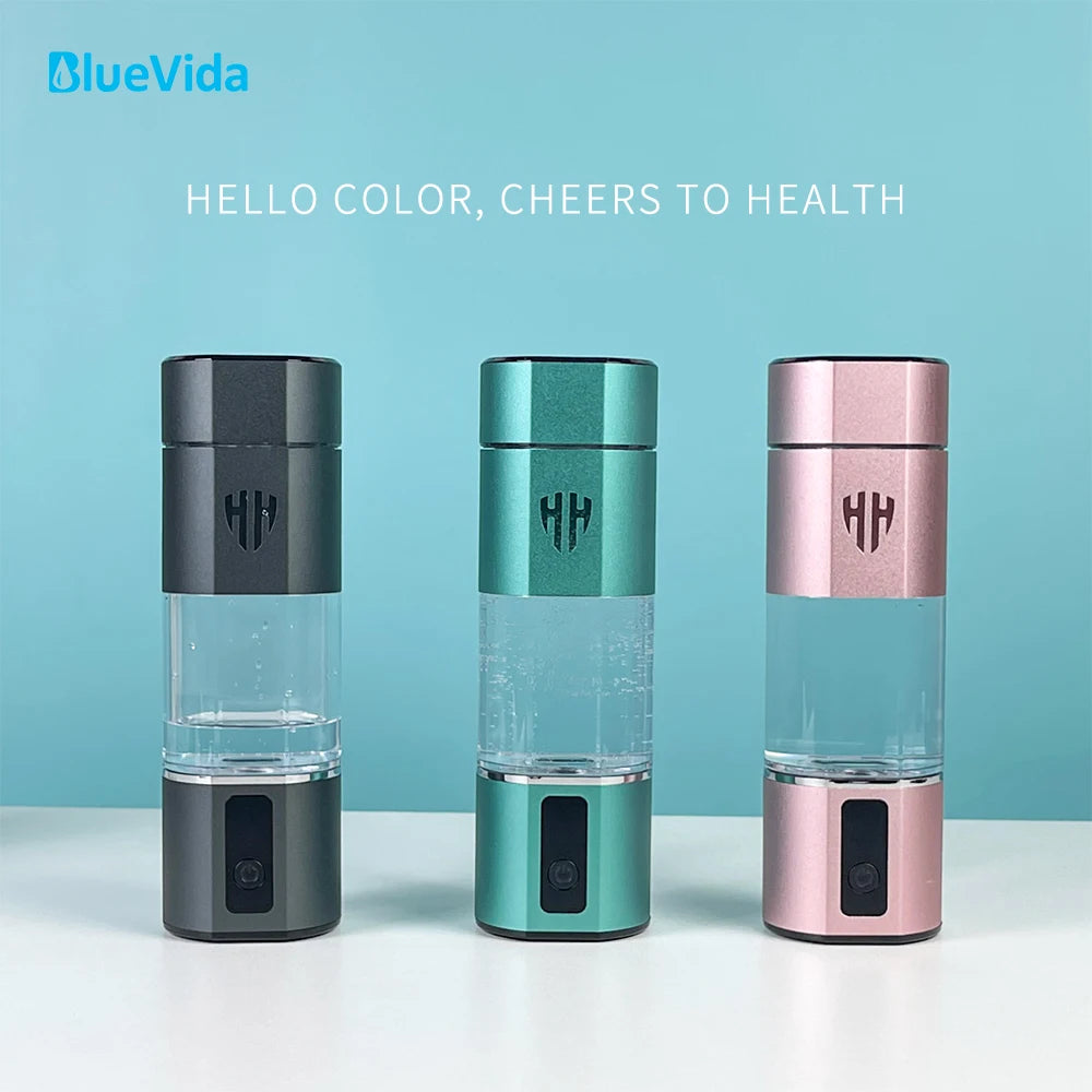 Bluevida – bouteille générateur d'eau riche en hydrogène, DuPont SPE &amp; PEM, loniseur d'eau à double chambre, dispositif d'inhalation H2 + adaptateur Max 6000ppb