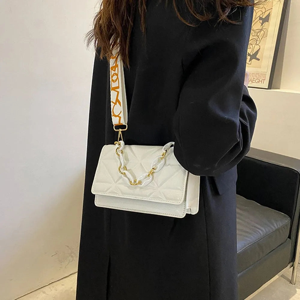 Bolsos de hombro grandes de invierno para mujer, bolsos cruzados de cuero PU con patrón de piedra, bolsos de mano de marca rosa, cadenas, bolso de mano para compras