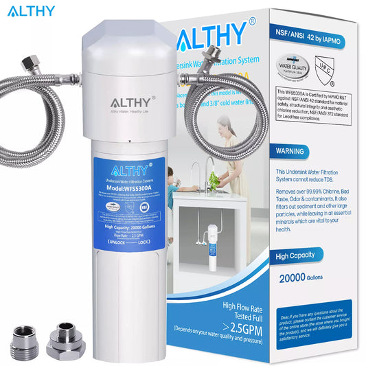 ALTHY Purificateur de filtre à eau potable sous évier – Système de filtration d'eau potable certifié NSF/ANSI à connexion directe sous comptoir