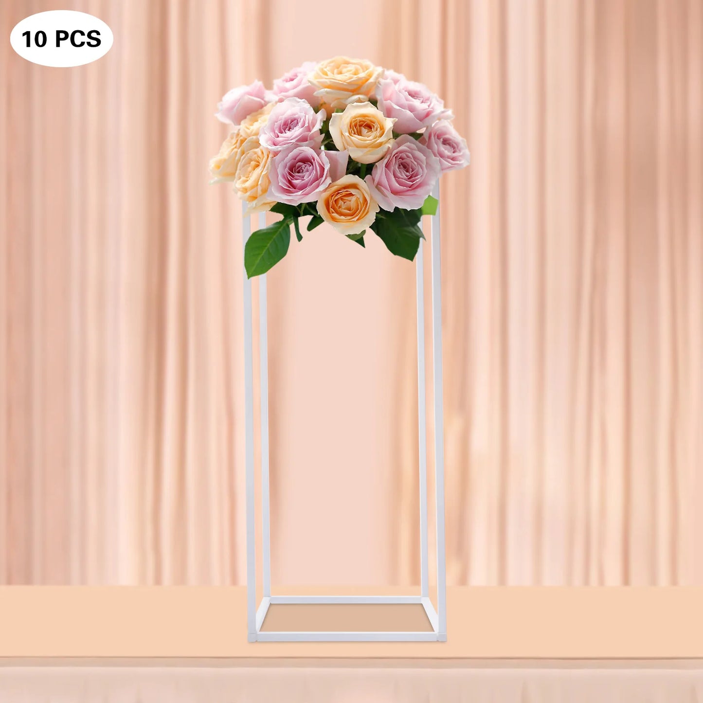 10Pcs Geometric Metal Stands Flower Floor Holders Wedding Centerpieces 60cm Rectangle Metal Flower Stand Wedding Party Decor