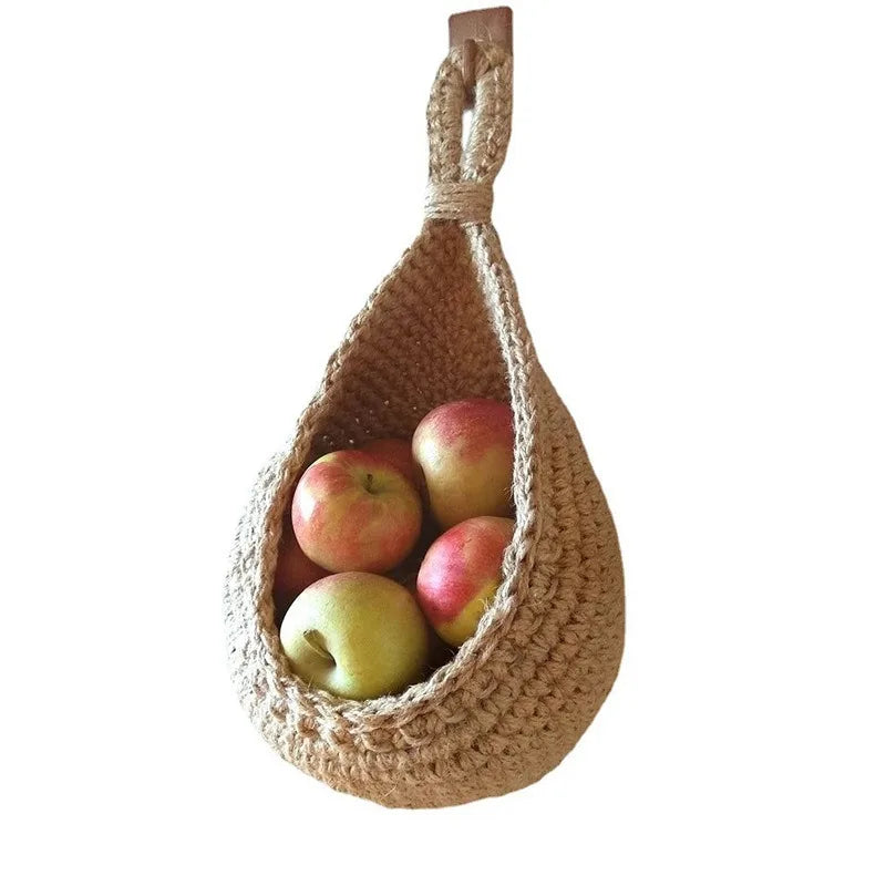 Handmade Woven Vegetable and Fruit Baskets Kitchen Items Woven Storage Baskets Wall Mounted Vegetable and Fruit Toy Baskets