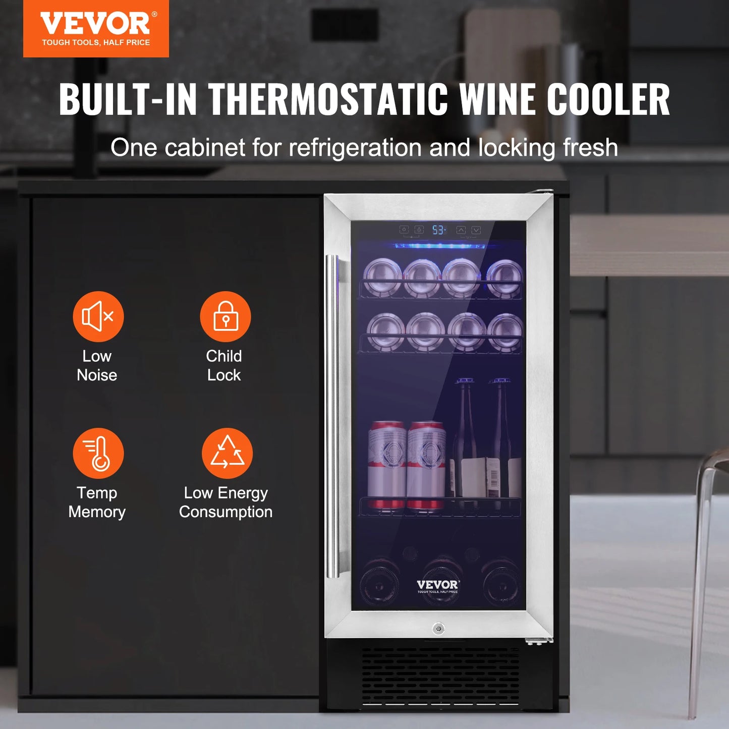 VEVOR – refroidisseur de vin et de boissons, capacité sous le comptoir, réfrigérateur à vin intégré ou autoportant pour la maison, Bar, boisson, bière, Soda