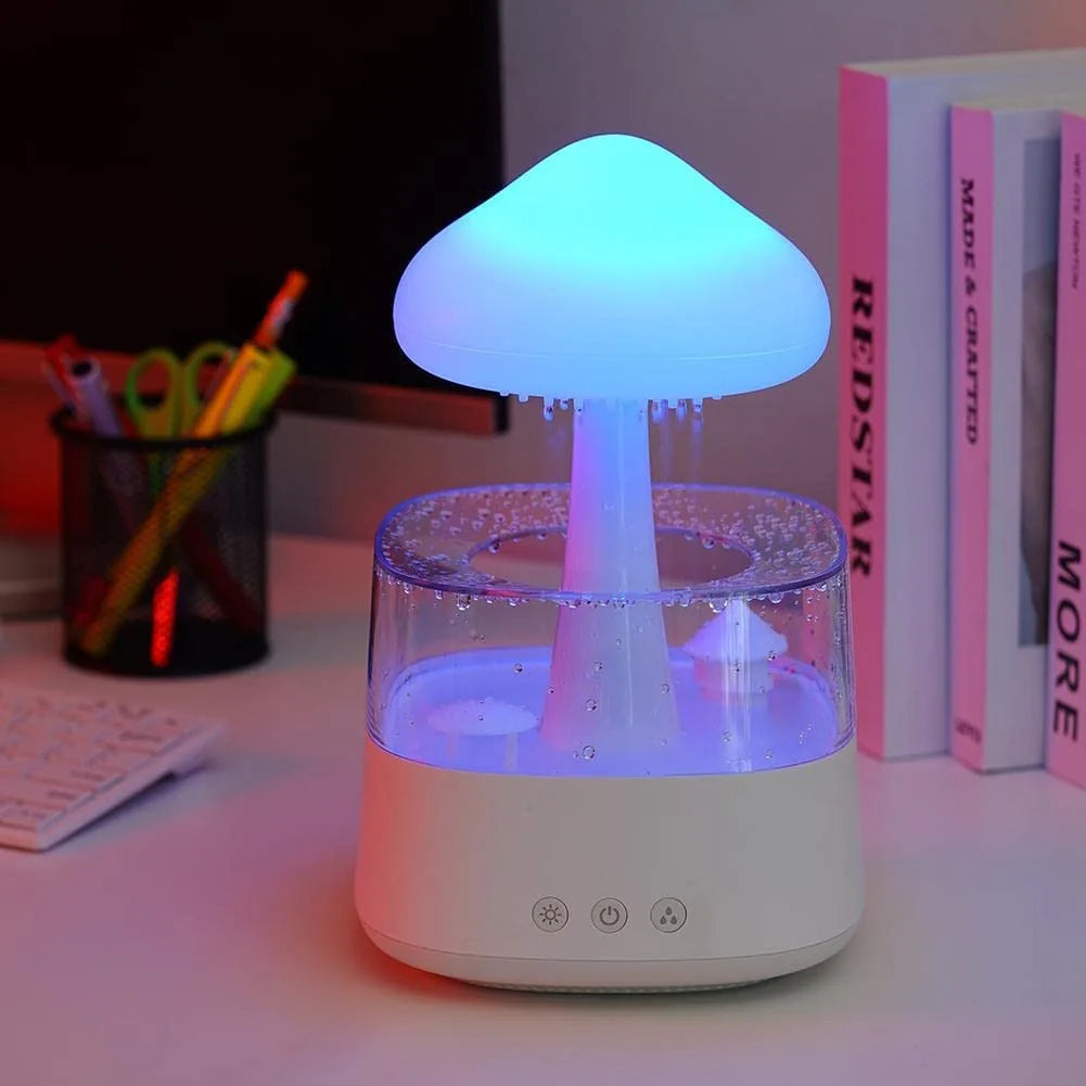 Humidificador de aire de nube de lluvia con forma de seta de 450ML, luz nocturna colorida, hidrata la piel, alivia la fatiga, para amigos, regalos familiares