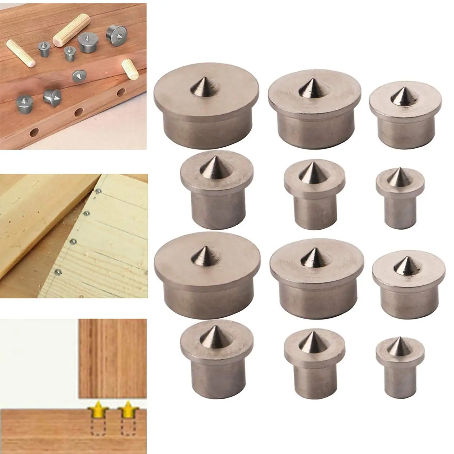 Herramientas para trabajar la madera, juego de centro de espiga 1/4, localizador superior para carpintería, punzón de madera redonda, punto de centrado para muebles de madera, perforación