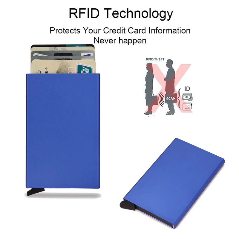 Rfid portefeuille intelligent porte-carte en métal mince hommes femmes portefeuilles Pop Up portefeuille minimaliste petit sac à main noir Vallet Walets pour hommes