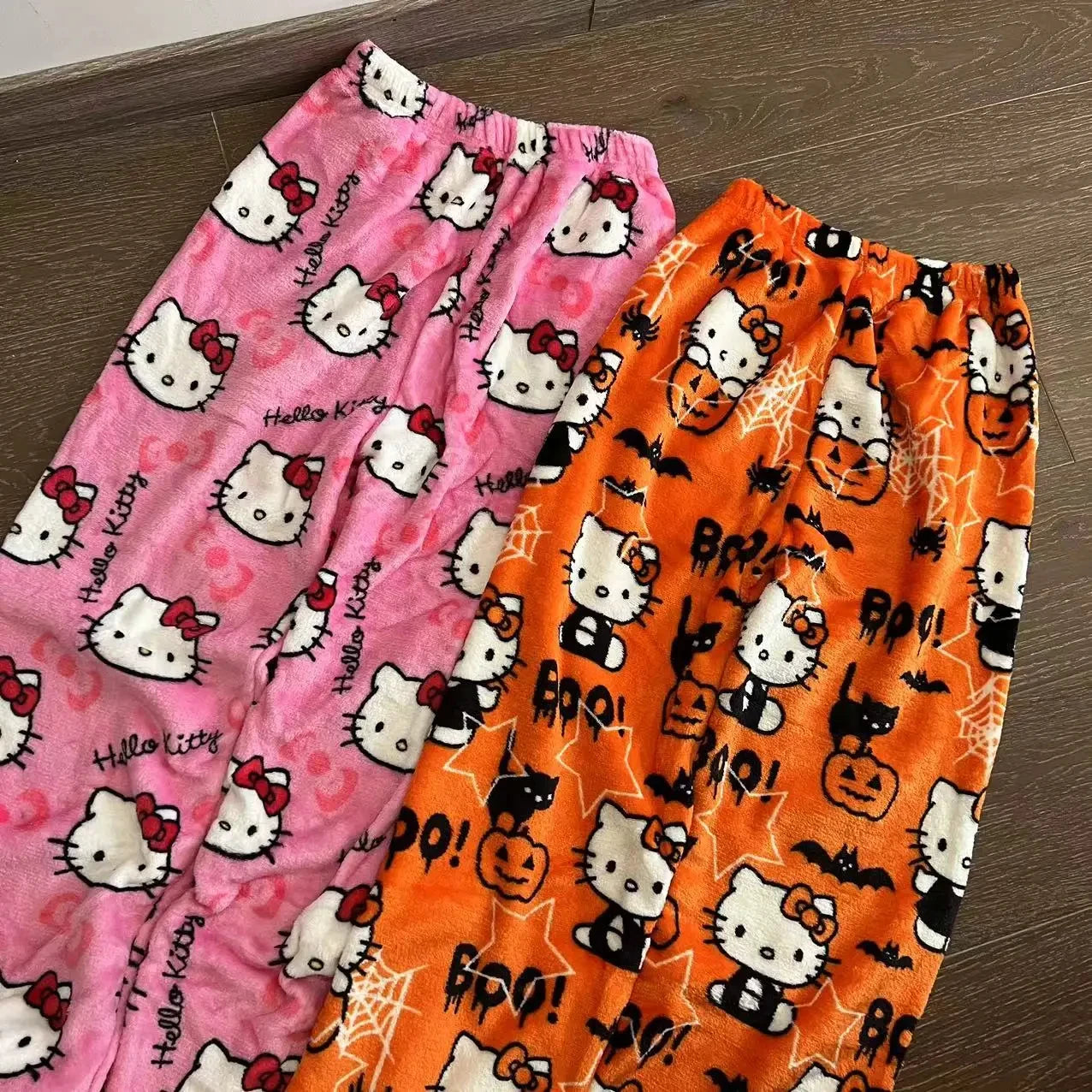 Sanrio Hello Kitty Anime Y2k Kawaii flanelle pyjamas femmes chaud laine dessin animé décontracté maison pantalon automne hiver mode pantalon