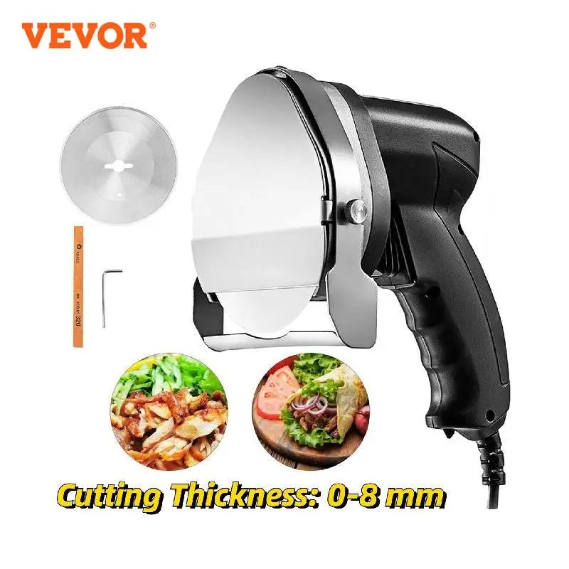 VEVOR Kebab Slicer 0-8mm eléctrico inalámbrico Kebab Doner cuchillo 2 cuchillas cortador de Shawarma comercial asado Gyro máquina cortadora de carne