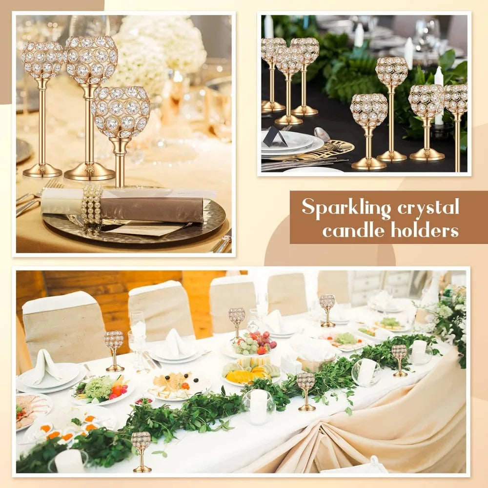 18 Pieces Crystal Candle Holder Bulk Candle Stick Holder Center Decoration Table Wedding Center Decoration Home Candle Holder