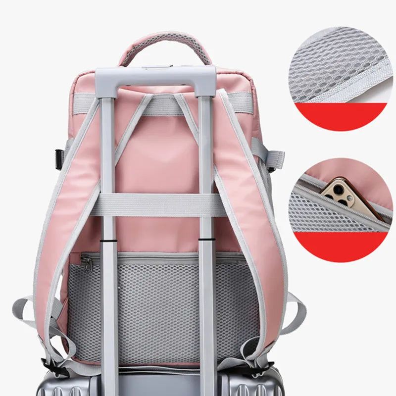 Sac à dos de voyage pour femmes, grande capacité, étanche, antivol, sac de jour décontracté avec sangle de bagage et Port de chargement USB