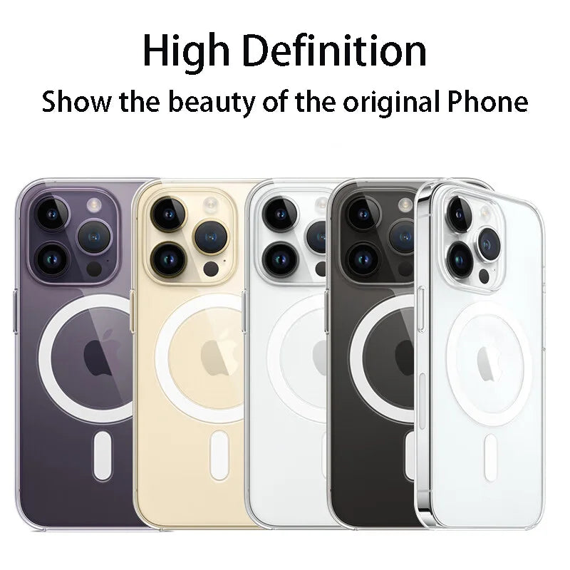 Funda de teléfono transparente para iPhone 14, 13, 12, 11, 15 Pro Max, funda de animación de carga inalámbrica magnética Magsafe 7 8 XR XsMax