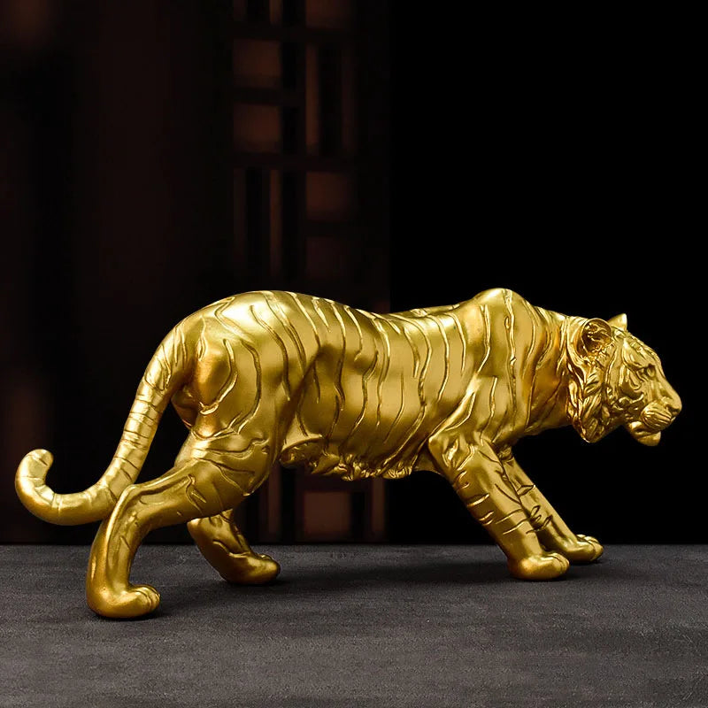 NORTHEUINS Resin Golden Tiger Figurines for Interior Home Office Desktop Decor Accessories Miniature Ornaments Collection Model