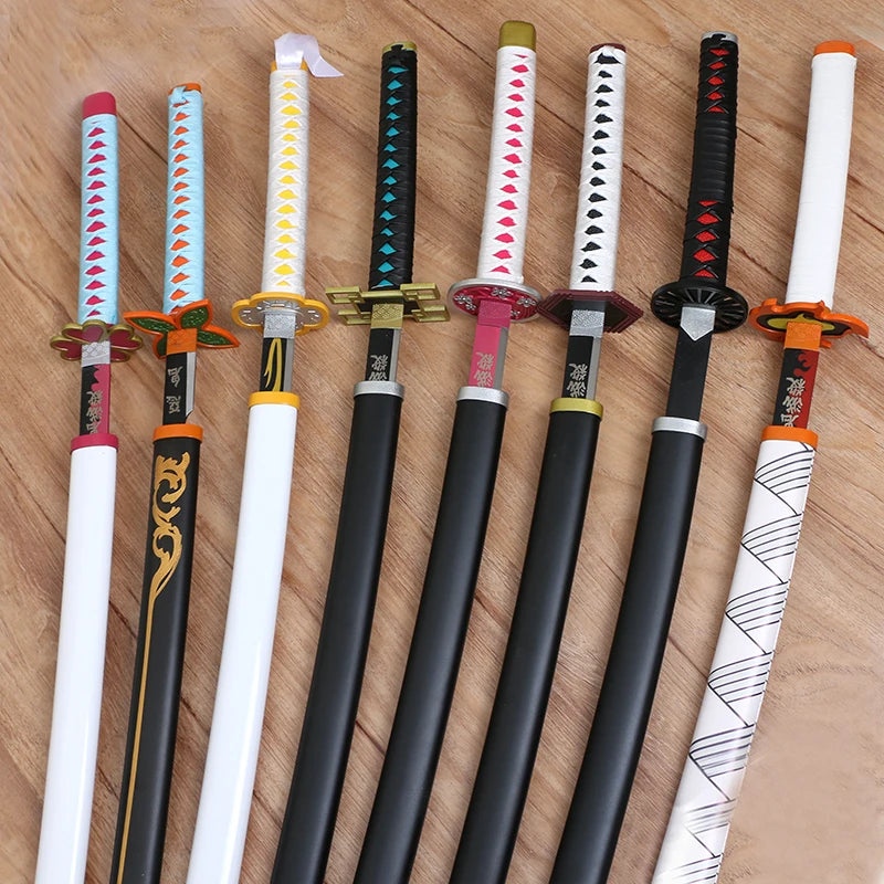 Katana Demon Slayer de tamaño Real, Anime Kimetsu No Yaiba Mitsuri, accesorio de Cosplay, cuchillo Ninja, espada de samurái japonesa, arma, chico juguete para regalo