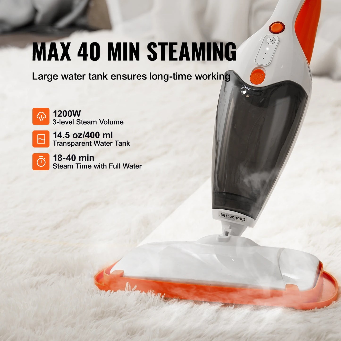 VEVOR Steam Mop Cleaner 5-in-1 High Temperature Steam Cleaner Multipurpose Floor Steam Cleaner with 4 Replaceable Brush Heads