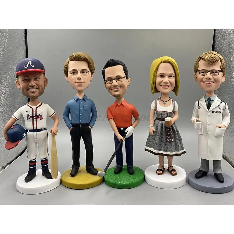 Custom Photo Figurines Polymer Clay Statue Sculpture Dolls Bobblehead Wedding Cake Topper Personalized Cartoon DIY Handmade