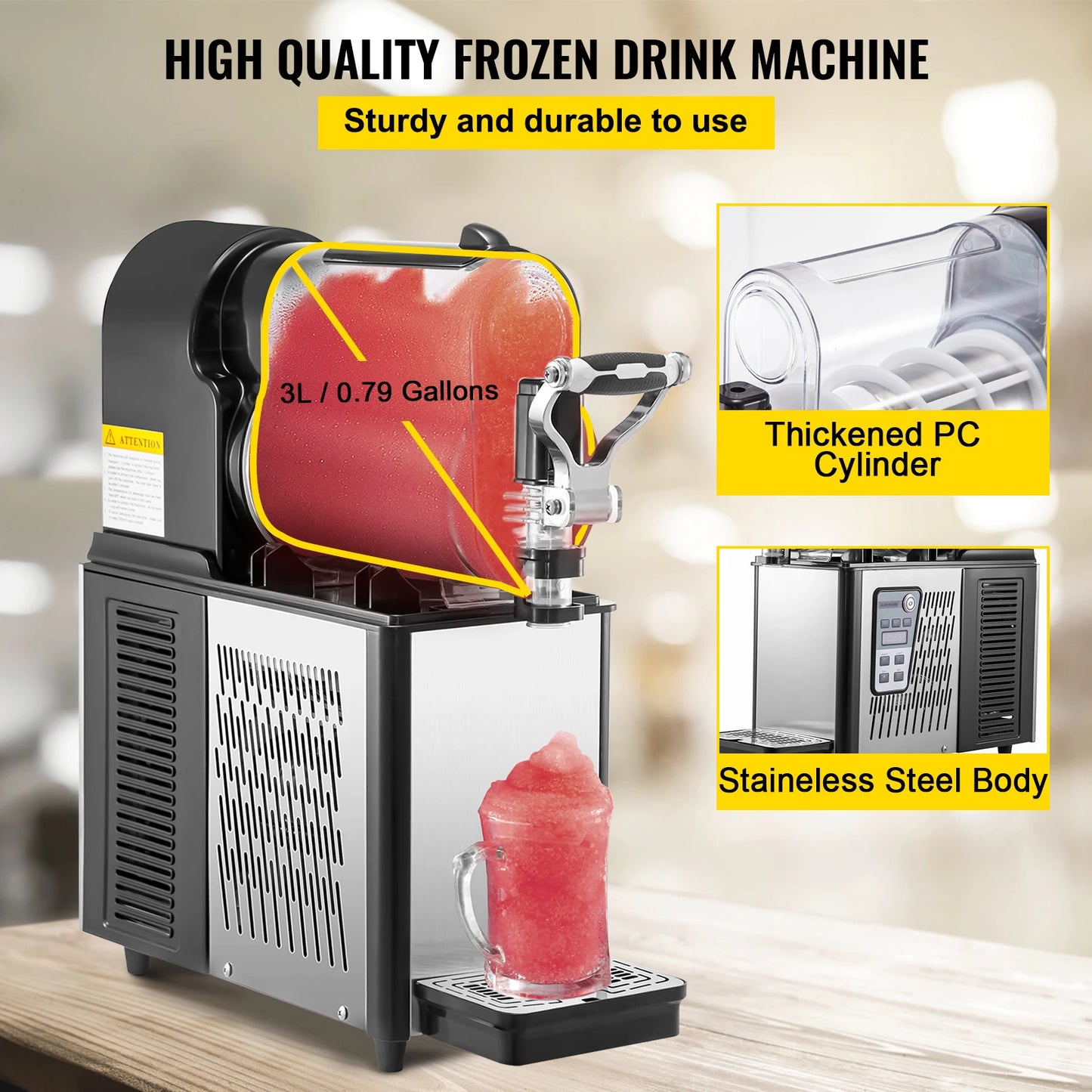 VEVOR-máquina comercial de granizados, 3/6L, 1/2 tarro, máquina expendedora de granizados, dispensador de bebidas congeladas, zumo helado