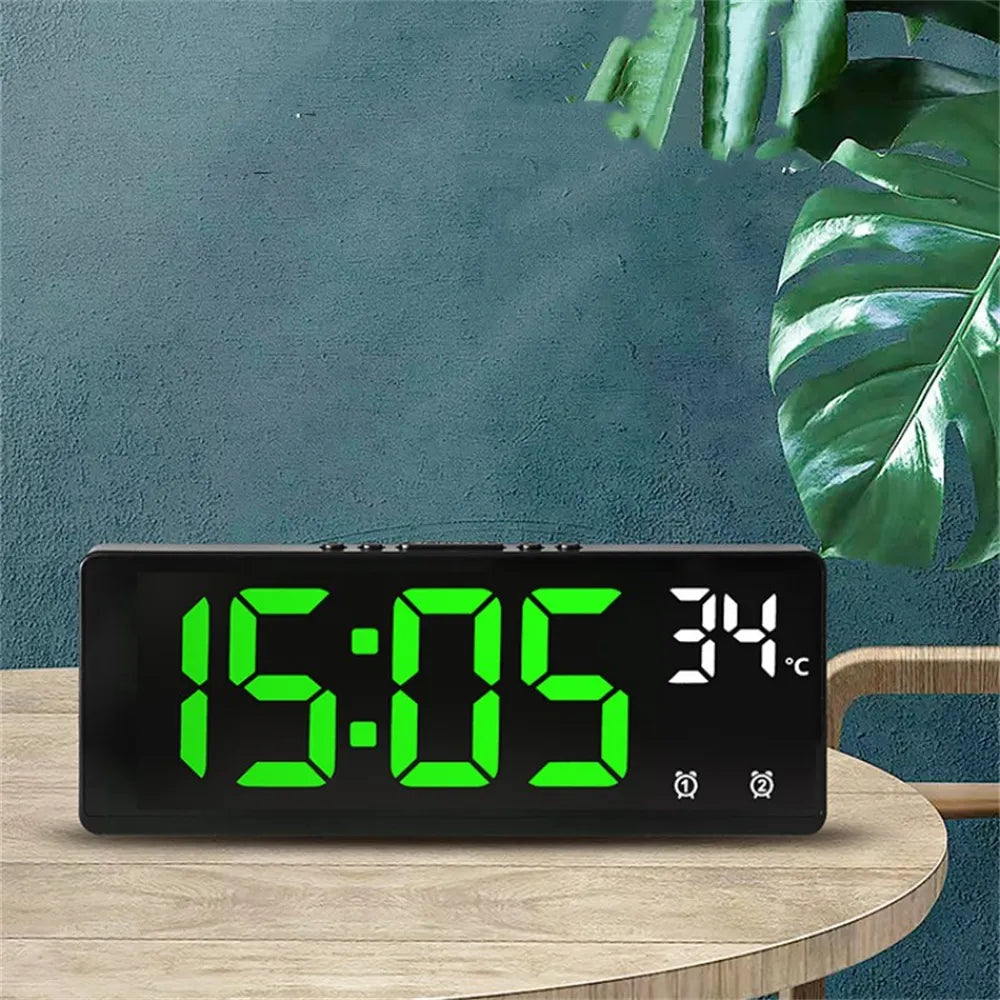 Reloj despertador Digital con Control de voz, alarma Dual de temperatura, repetición, reloj de mesa de escritorio, modo nocturno, reloj LED 12/24H