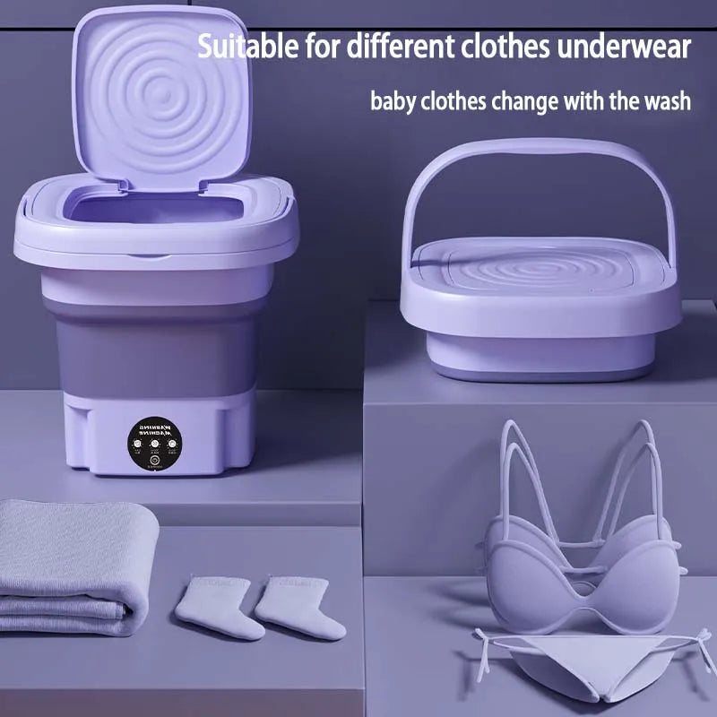 Machine à laver Portable pliable avec sèche-linge, Mini chaussettes automatiques pour sous-vêtements, 110v/220V, avec centrifugeuse 8L