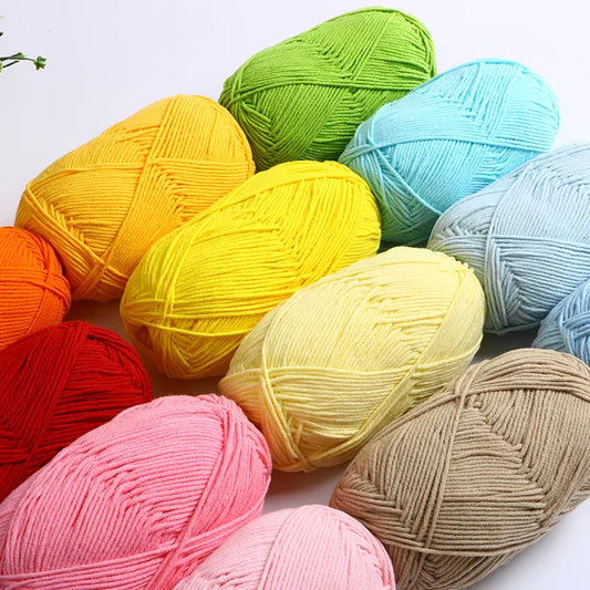 Fil de laine à tricoter en coton au lait, 50 g/ensemble, 4 plis, couture, Lanas teints pour Crochet artisanal, pull, chapeau, poupées à bas prix