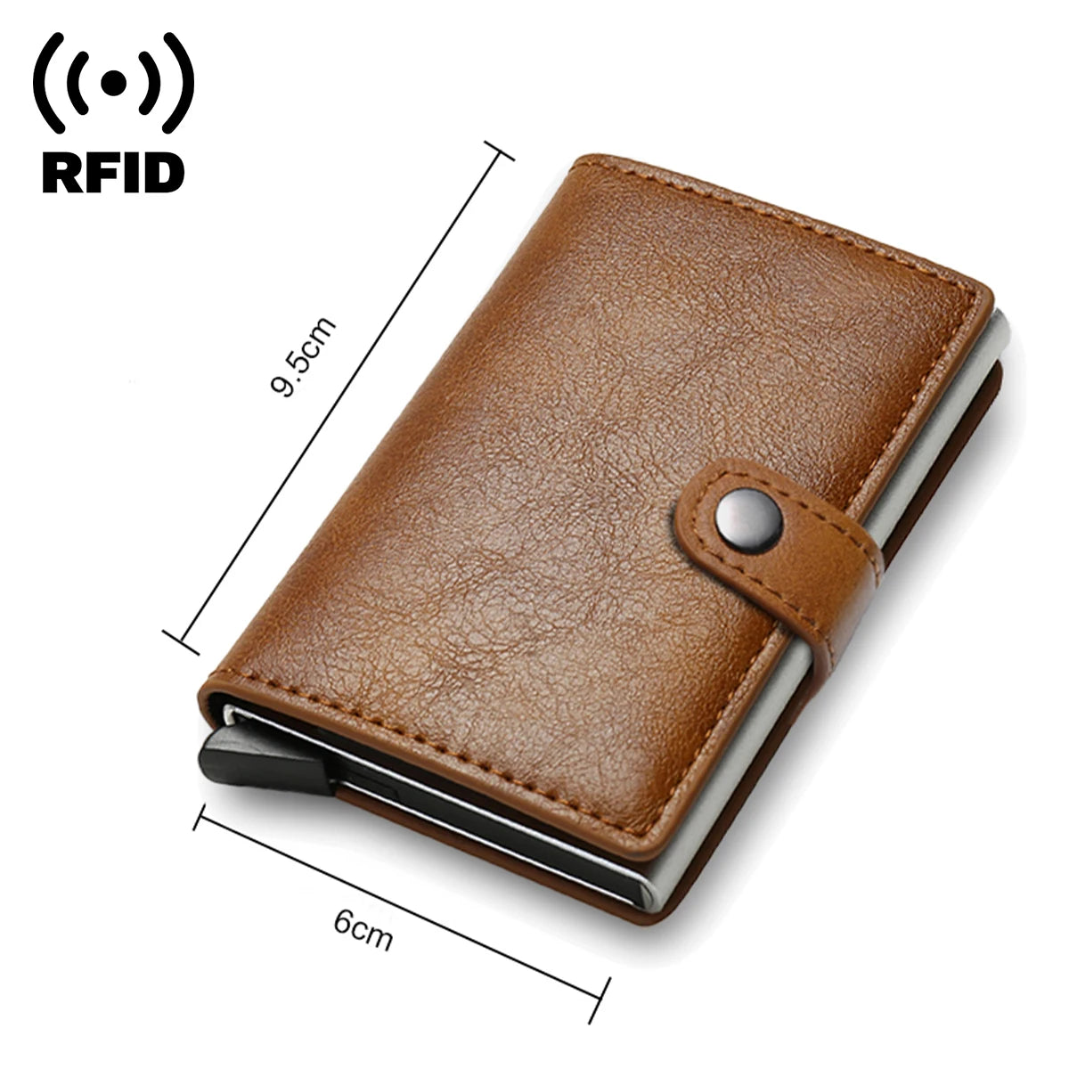 Cartera con tarjetero de fibra de carbono para hombre, billetera minimalista Pop-Up delgada de Metal inteligente Rfid, monedero pequeño negro, Vallet de Metal