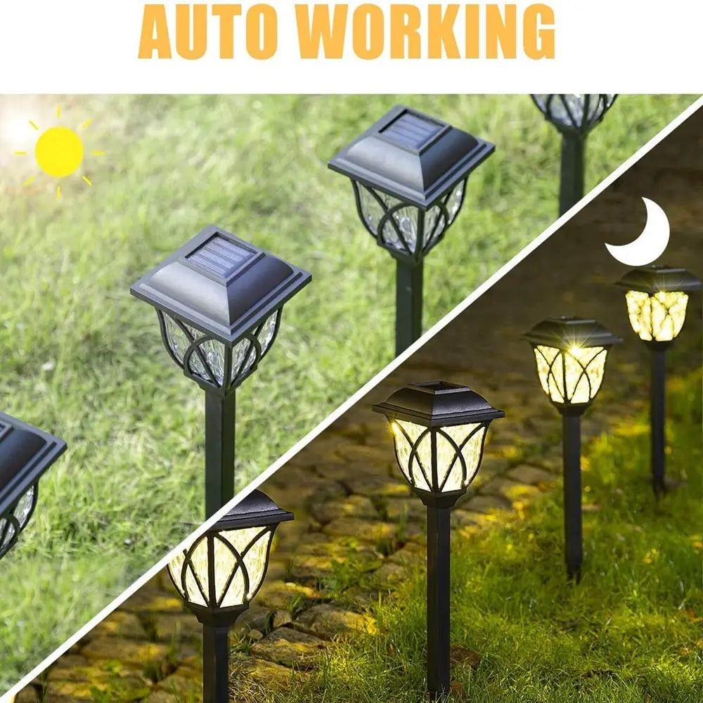 2 pièces/lot Led lampes solaires de pelouse extérieure étanche lumière chaude lampe de décoration de jardin pour passerelle chemin Villa cour allée