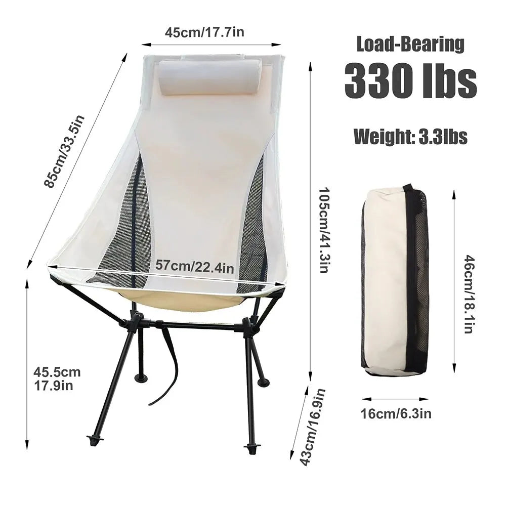 WESTTUNE Silla de Camping plegable portátil con reposacabezas, sillas turísticas ligeras, silla de pesca de aleación de aluminio, muebles de exterior