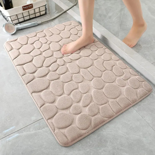 Tapis antidérapant en pierre à mémoire de forme, en relief, pour salle de bain, lavabo, baignoire, côté sol, paillasson de salle de douche