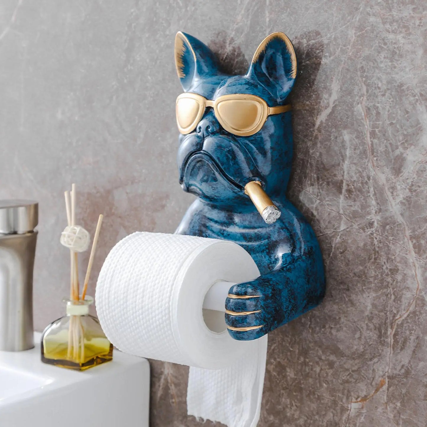 Porte-papier hygiénique de dessin animé, Sculpture de chien monté, support à mouchoirs pour toilettes, hôtel, boîte à mouchoirs, cuisine, artisanat d'art à domicile, décoration